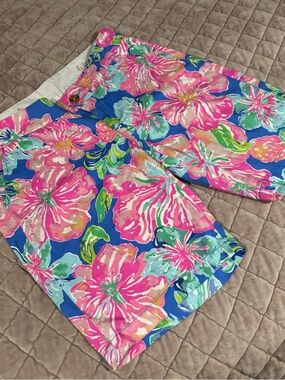 Lilly Pulitzer Bright Floral Bermuda Shorts in Blue & Pink